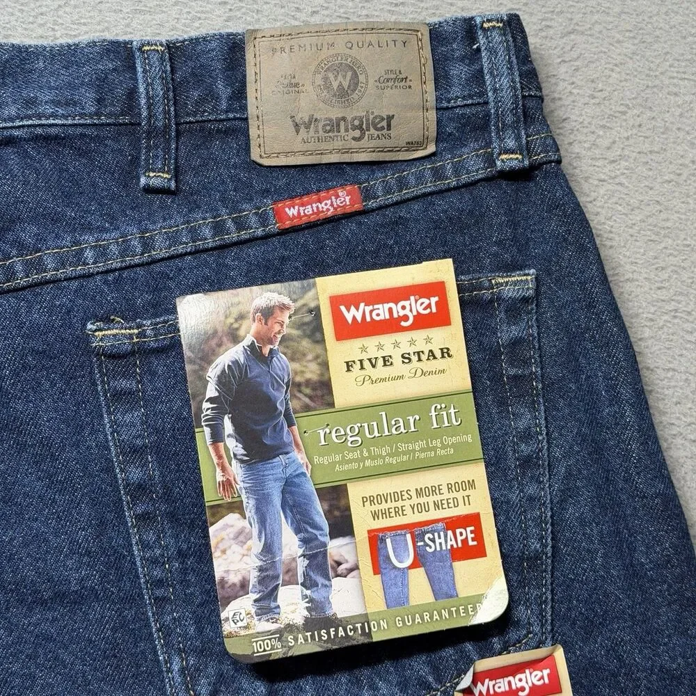 Wrangler Five Star Men’s 40x30 Jeans Blue Regular Fit Straight Leg Denim NWT